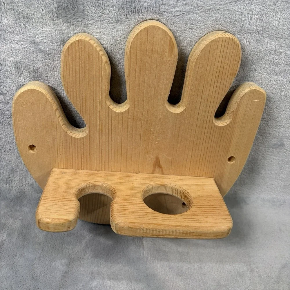 Unfinished Wood Baseball‎ Glove Wall Shelf Display DIY Craft Paint Ready